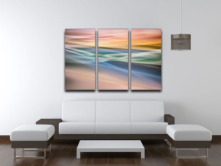 Coloured Waves 3 Split Panel Canvas Print - Canvas Art Rocks - 3
