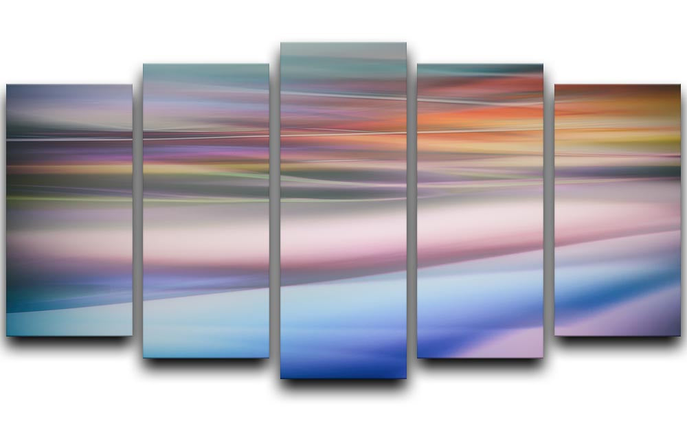 Coloured Waves 2 5 Split Panel Canvas - Canvas Art Rocks - 1
