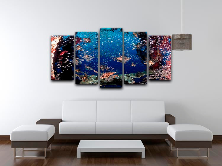 Lionfish Party 5 Split Panel Canvas - Canvas Art Rocks - 3
