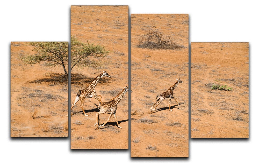 Giraffe Family Paradise 4 Split Panel Canvas - Canvas Art Rocks - 1