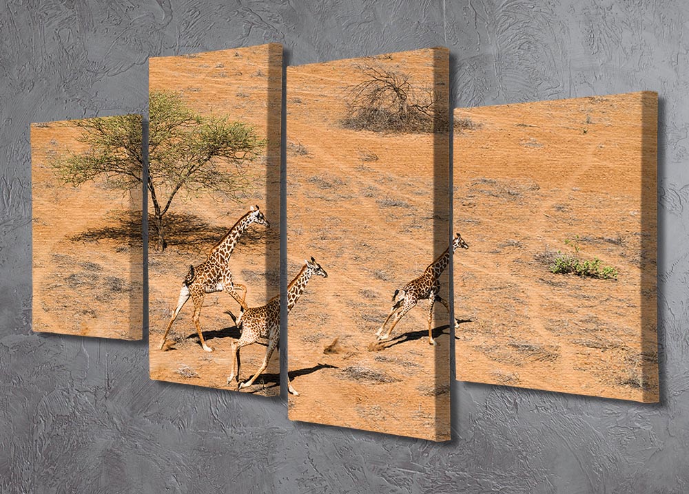 Giraffe Family Paradise 4 Split Panel Canvas - Canvas Art Rocks - 2