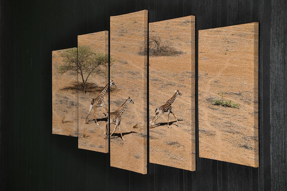 Giraffe Family Paradise 5 Split Panel Canvas - Canvas Art Rocks - 2