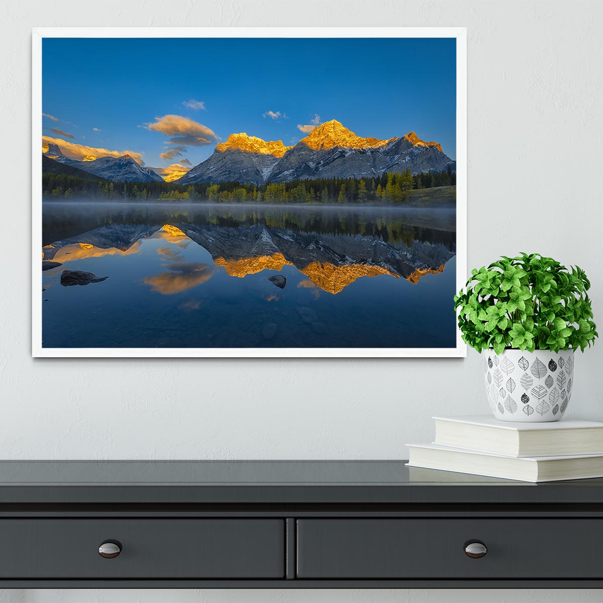 A Perfect Morning In Canadian Rockies Framed Print - Canvas Art Rocks -6