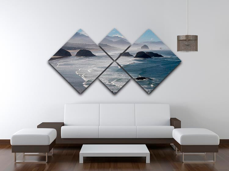 Morning View From Ecola Point 4 Square Multi Panel Canvas - Canvas Art Rocks - 3