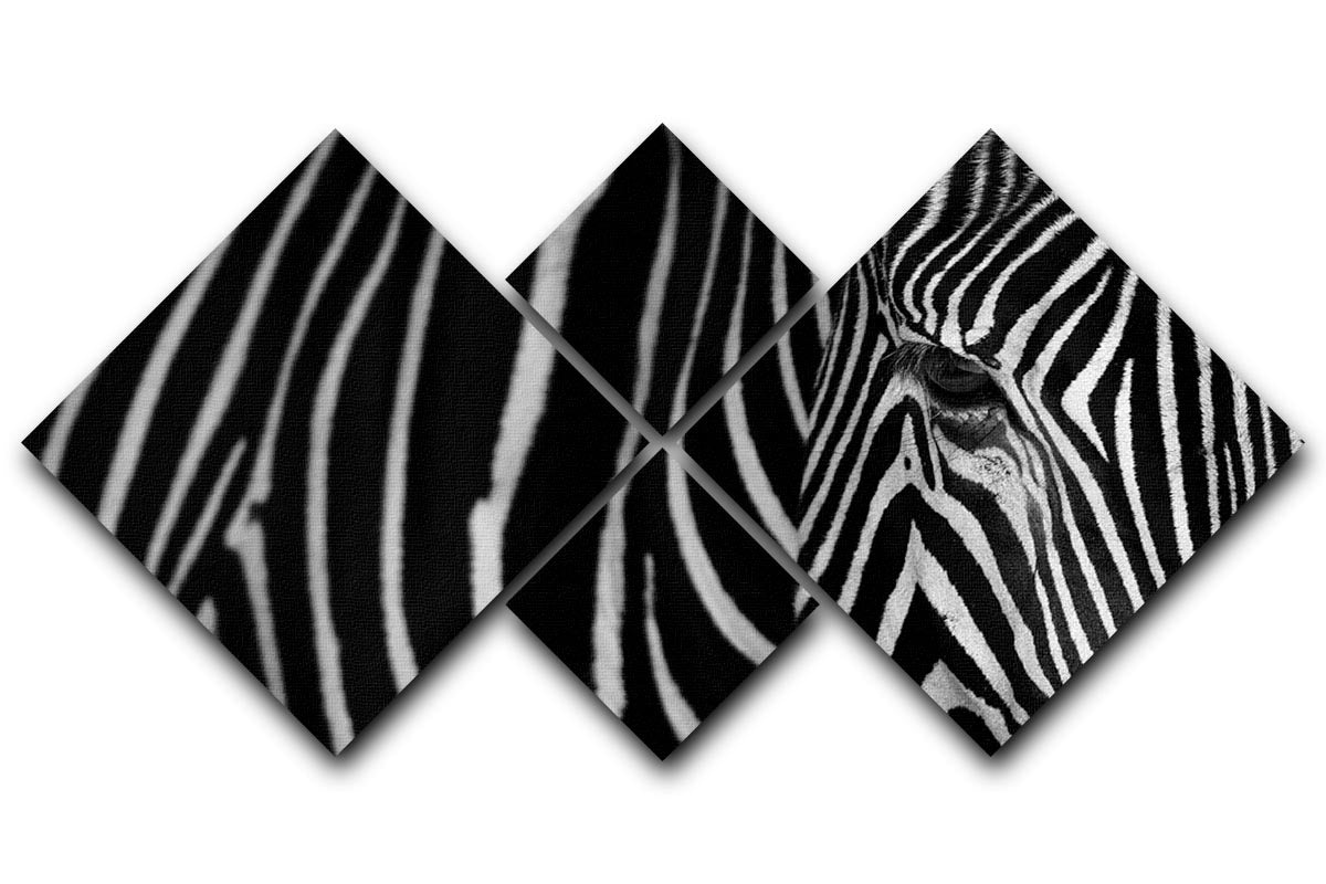 Zebra Pattern 4 Square Multi Panel Canvas - Canvas Art Rocks - 1