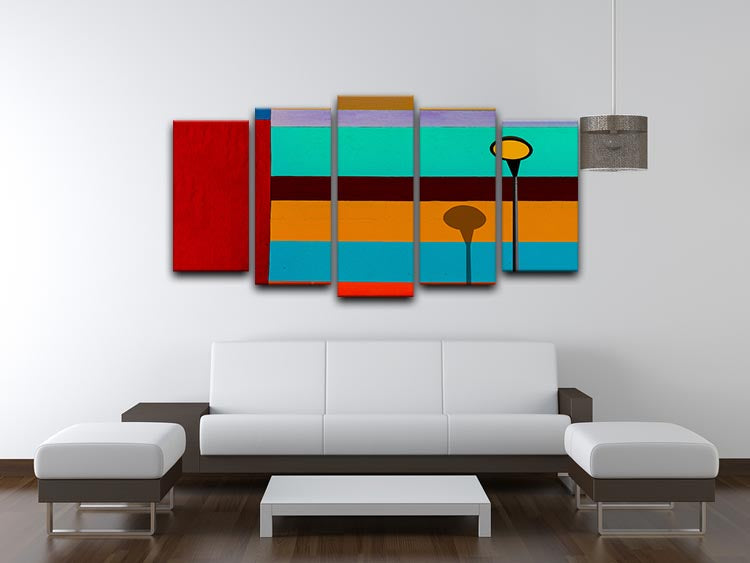 Lamp And Striped Wall 5 Split Panel Canvas - Canvas Art Rocks - 3