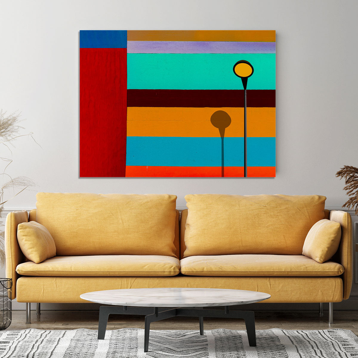 Lamp And Striped Wall Canvas Print or Poster - Canvas Art Rocks - 4
