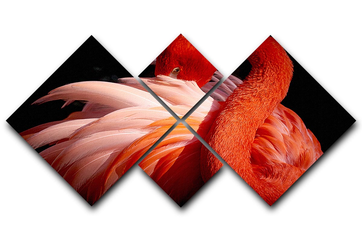 flamingo Close Up 4 Square Multi Panel Canvas - Canvas Art Rocks - 1