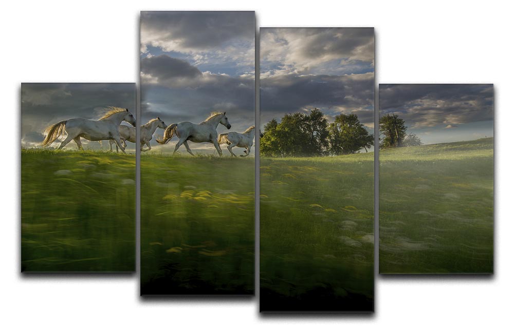 Galloping Horses 4 Split Panel Canvas - Canvas Art Rocks - 1