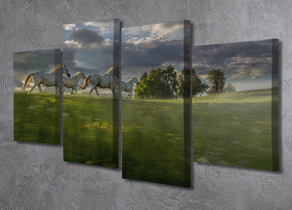Galloping Horses 4 Split Panel Canvas - Canvas Art Rocks - 2