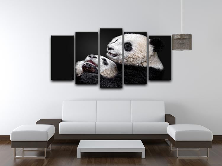 Pandas Playing 5 Split Panel Canvas - Canvas Art Rocks - 3