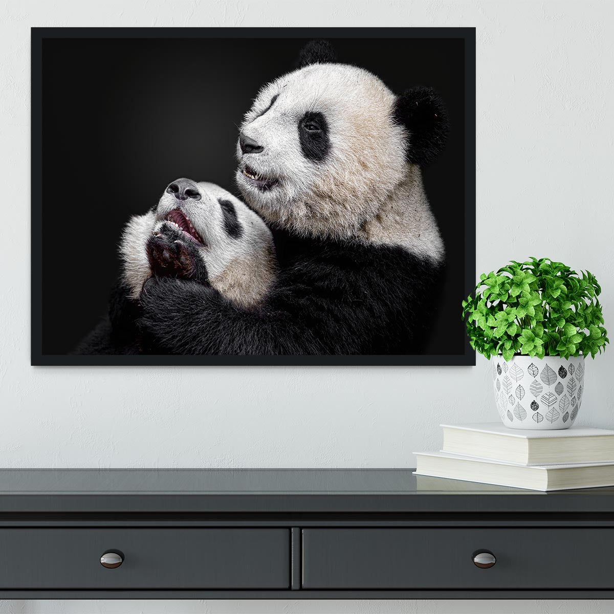Pandas Playing Framed Print - Canvas Art Rocks - 2
