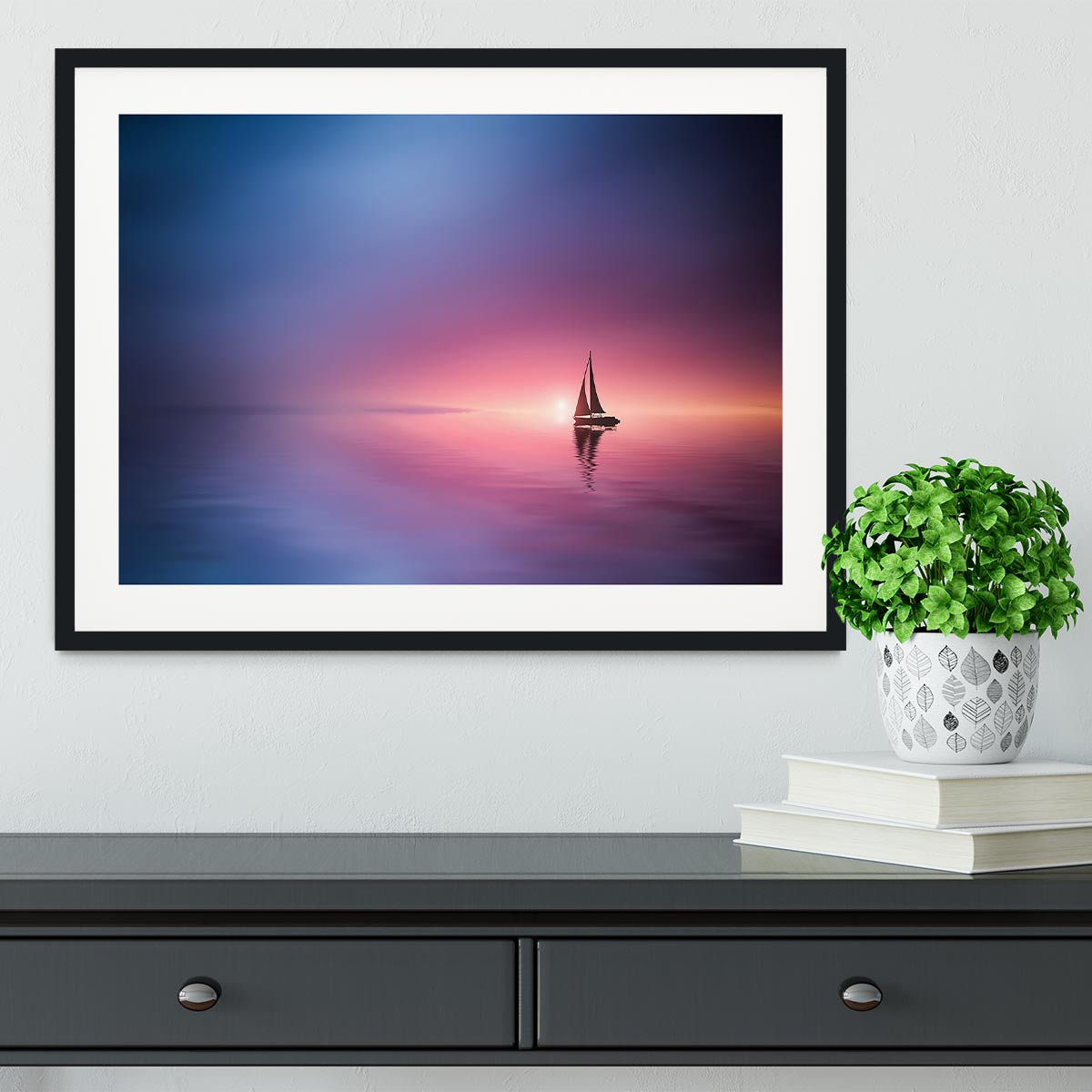 Sailing Across The Lake Toward The Sunset Framed Print - Canvas Art Rocks - 1