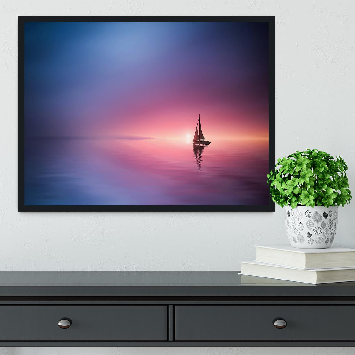 Sailing Across The Lake Toward The Sunset Framed Print - Canvas Art Rocks - 2