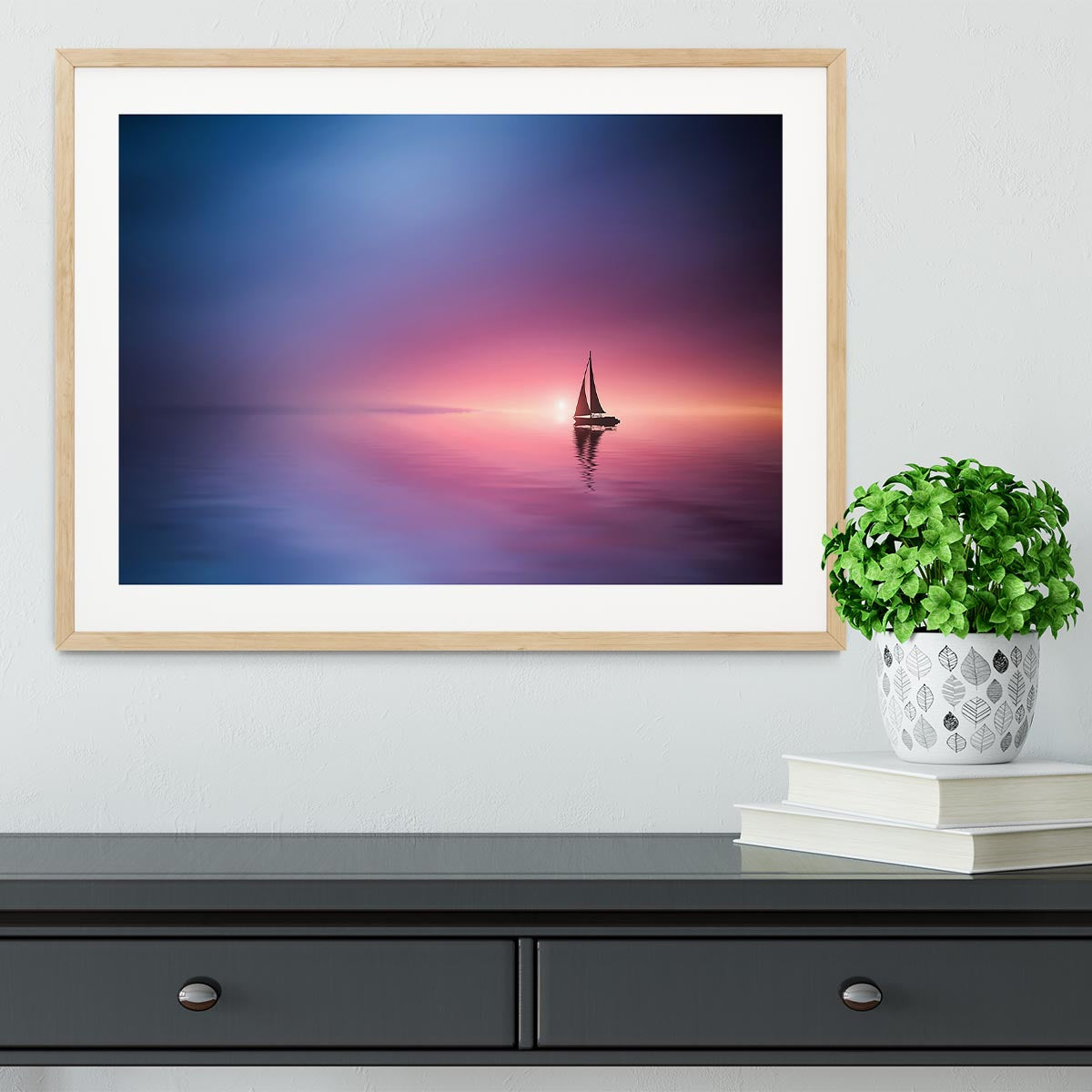 Sailing Across The Lake Toward The Sunset Framed Print - Canvas Art Rocks - 3