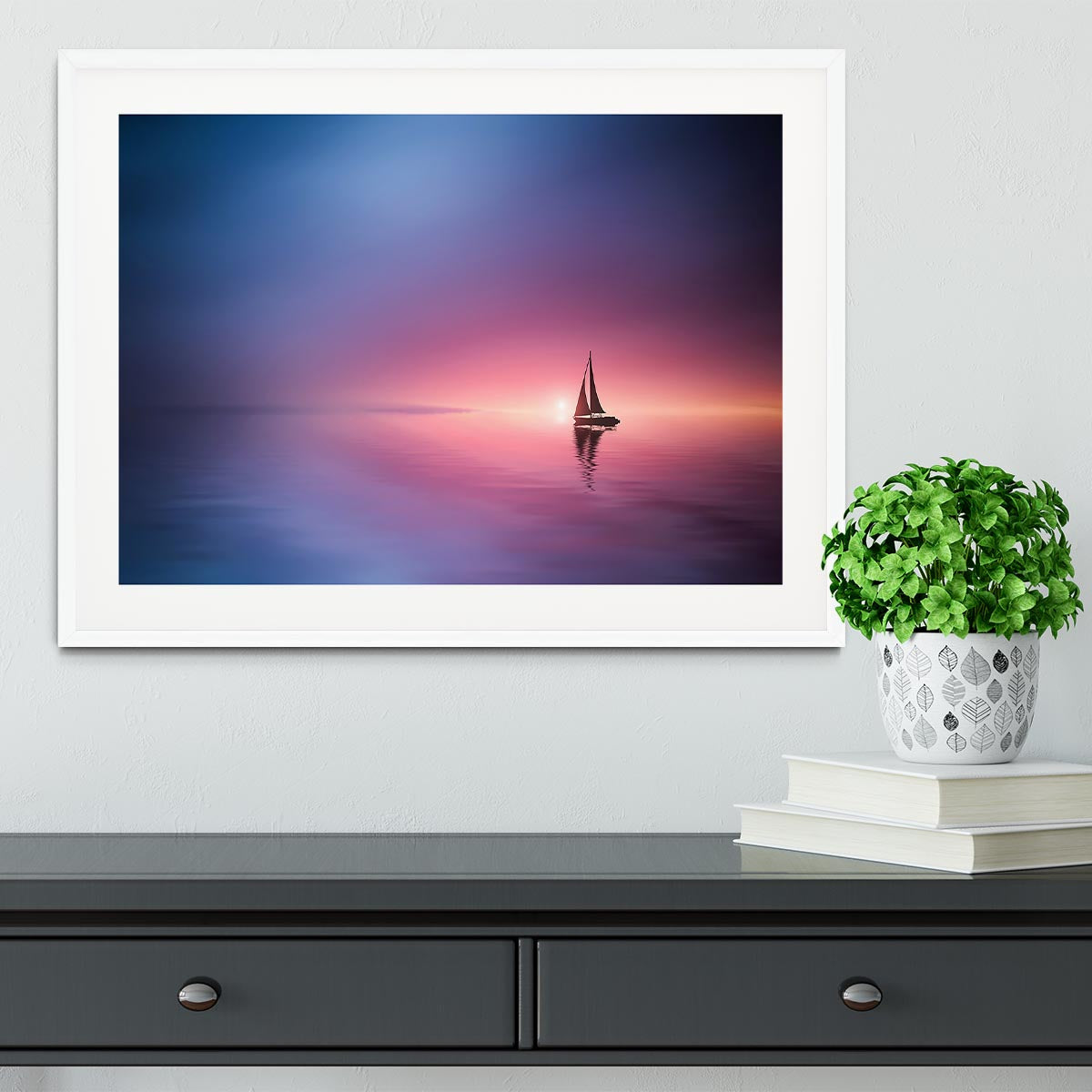 Sailing Across The Lake Toward The Sunset Framed Print - Canvas Art Rocks - 5