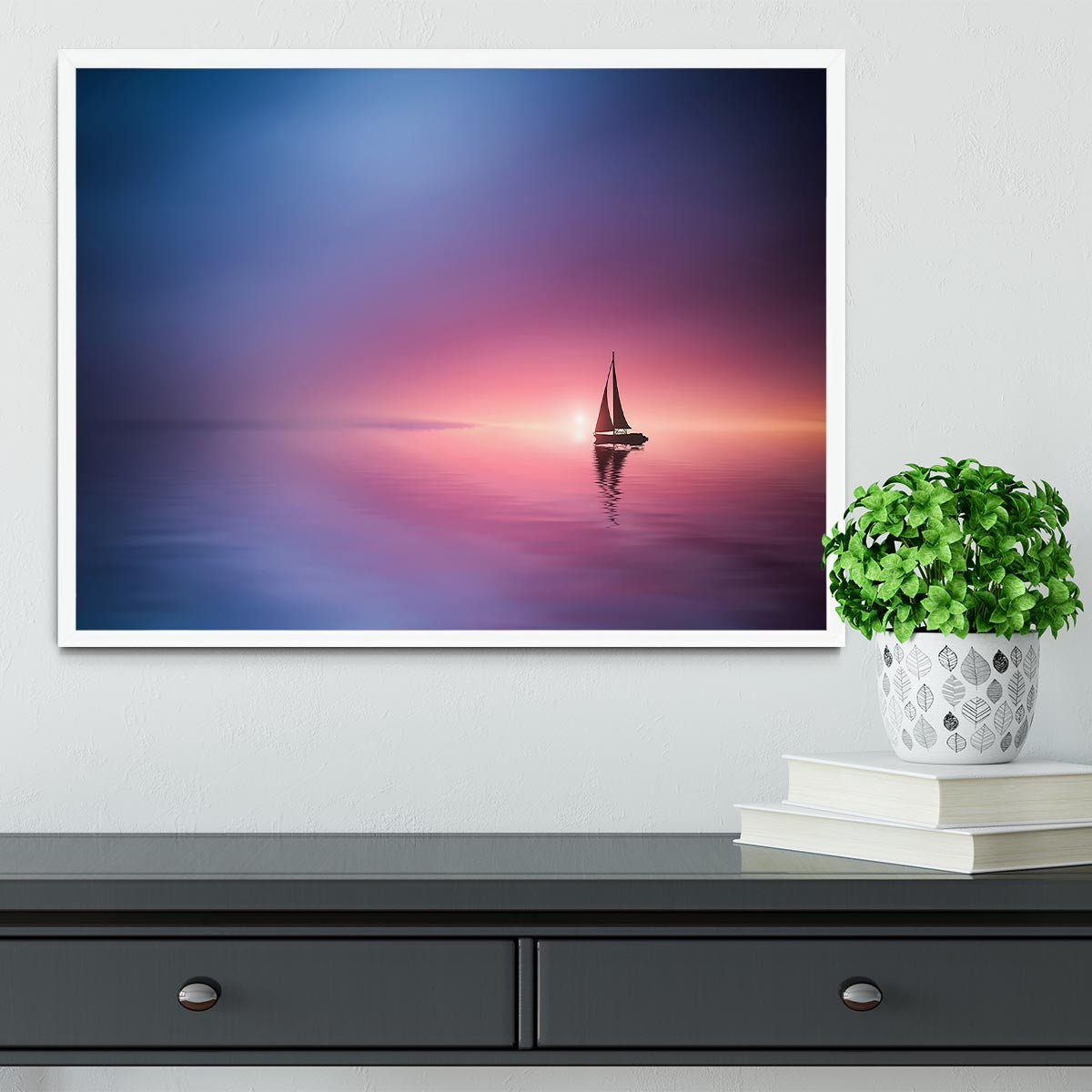 Sailing Across The Lake Toward The Sunset Framed Print - Canvas Art Rocks -6