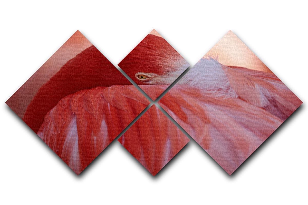 Red Flamingo 4 Square Multi Panel Canvas - Canvas Art Rocks - 1