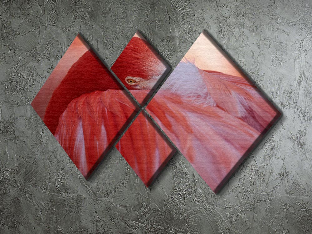 Red Flamingo 4 Square Multi Panel Canvas - Canvas Art Rocks - 2