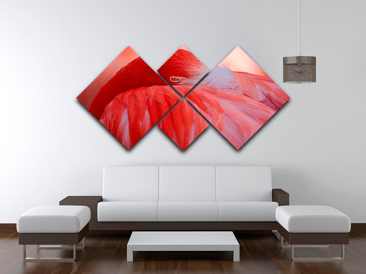 Red Flamingo 4 Square Multi Panel Canvas - Canvas Art Rocks - 3