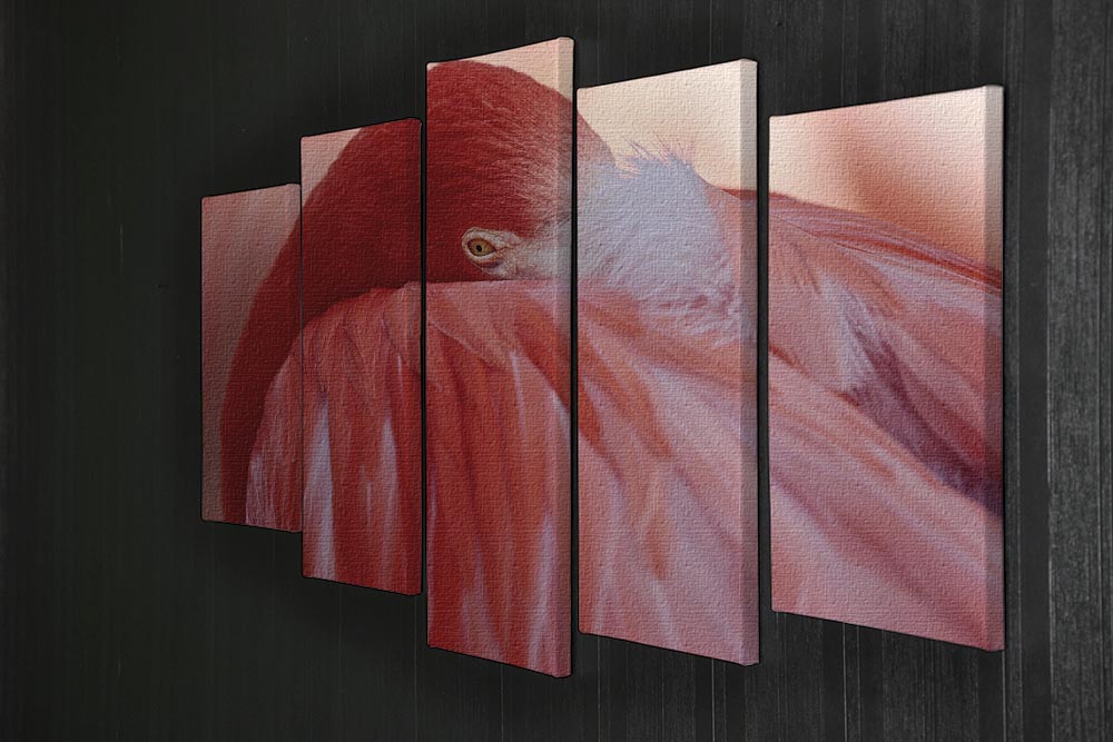 Red Flamingo 5 Split Panel Canvas - Canvas Art Rocks - 2