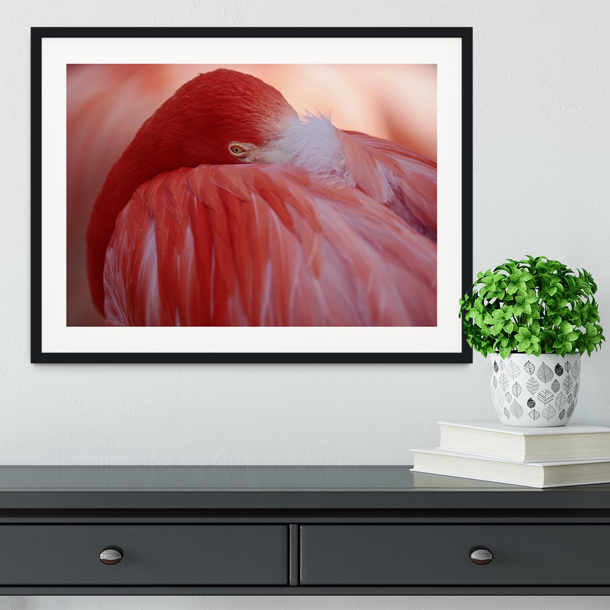 Red Flamingo Framed Print - Canvas Art Rocks - 1