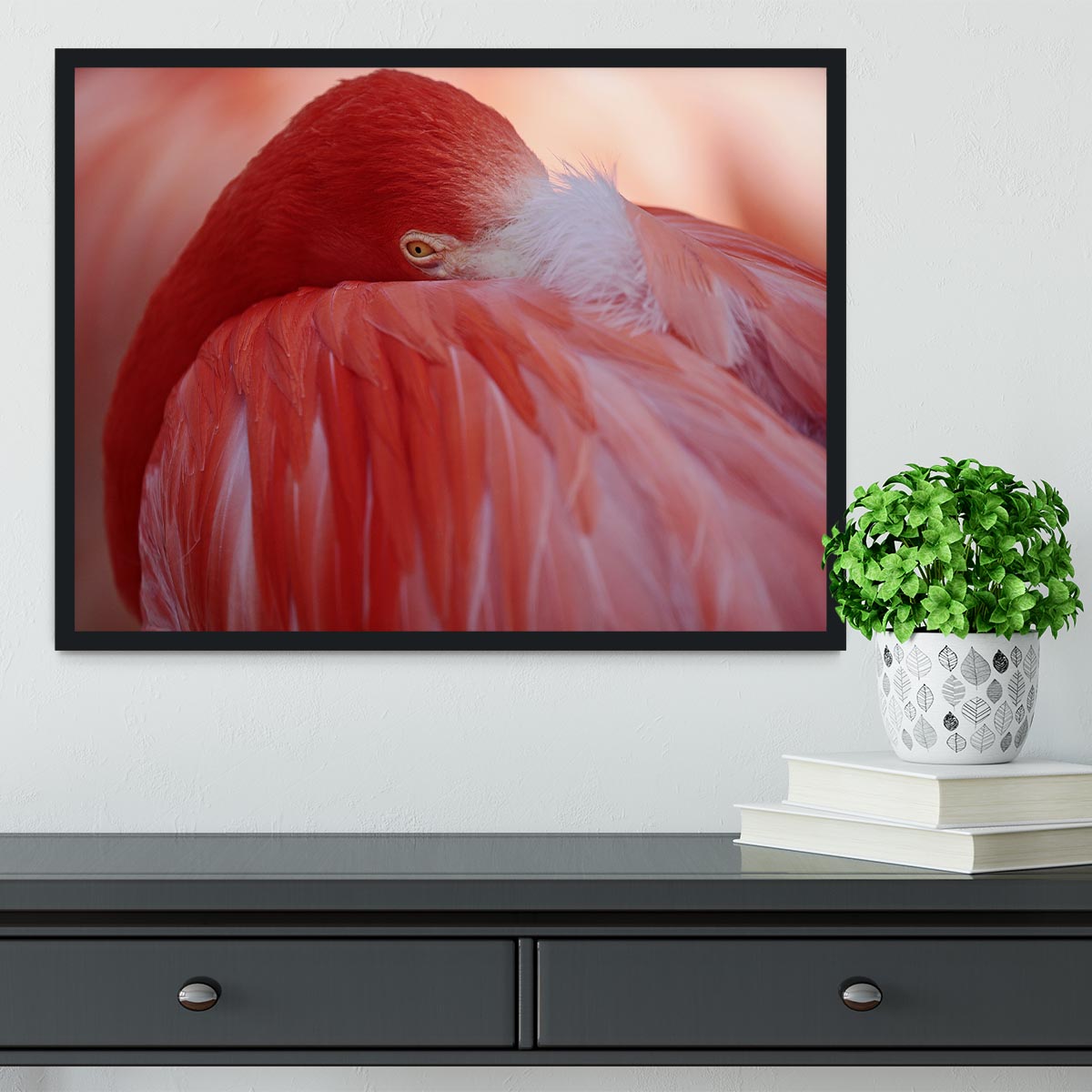 Red Flamingo Framed Print - Canvas Art Rocks - 2
