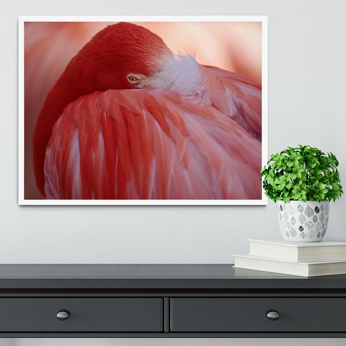 Red Flamingo Framed Print - Canvas Art Rocks -6