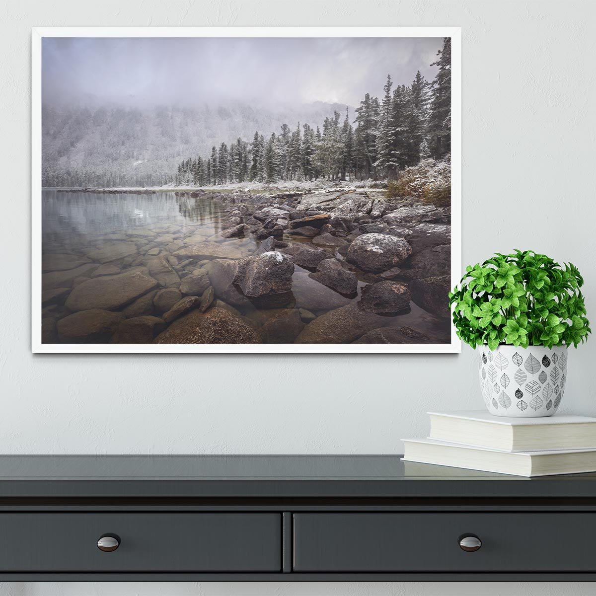 Winter Rocks Framed Print - Canvas Art Rocks -6