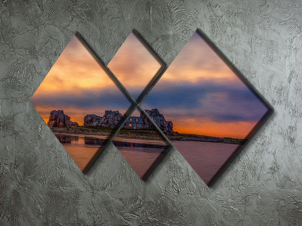 Sunset At Plougrescant 4 Square Multi Panel Canvas - Canvas Art Rocks - 2