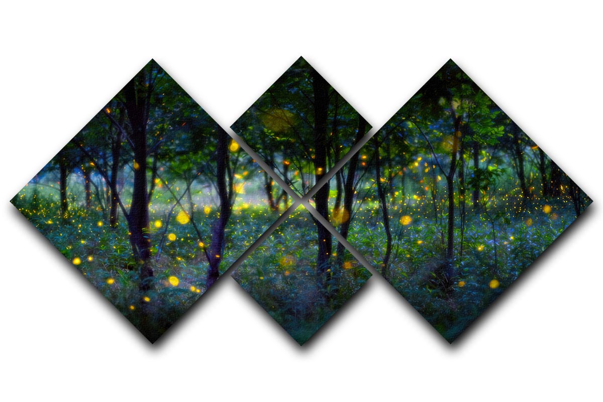Magic Fireflies 4 Square Multi Panel Canvas - Canvas Art Rocks - 1