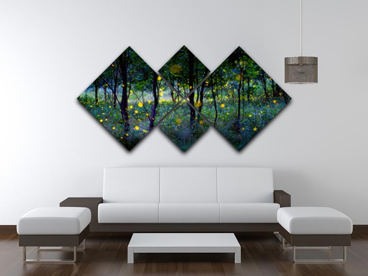 Magic Fireflies 4 Square Multi Panel Canvas - Canvas Art Rocks - 3