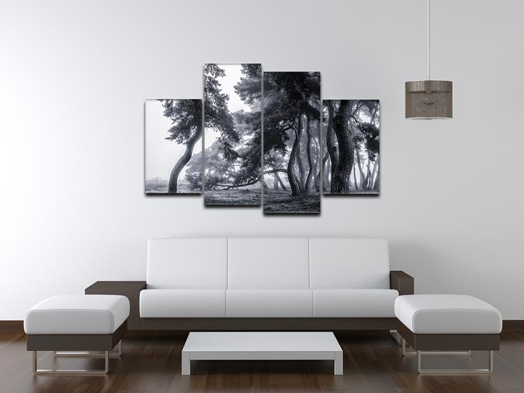 Pine Trees Dancing In The Fog 4 Split Panel Canvas - Canvas Art Rocks - 3