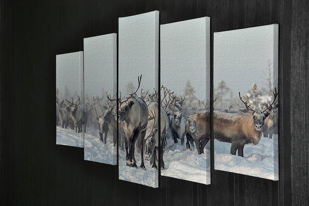 Reindeers 5 Split Panel Canvas - Canvas Art Rocks - 2
