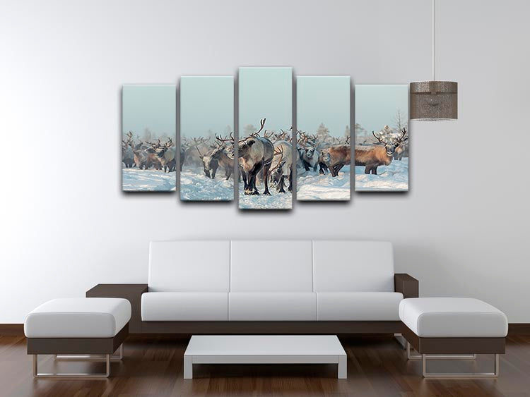 Reindeers 5 Split Panel Canvas - Canvas Art Rocks - 3