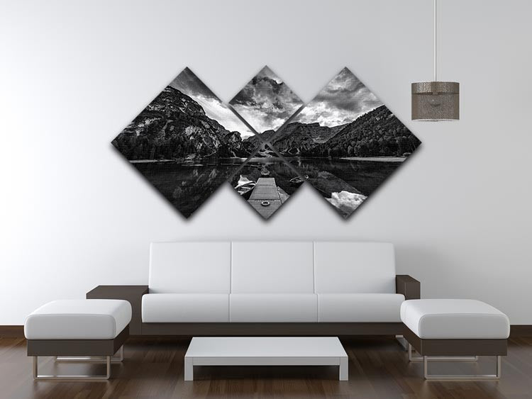 Braies' Shades Of Grey 4 Square Multi Panel Canvas - Canvas Art Rocks - 3
