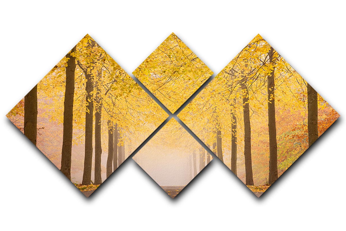 Autumn Road 4 Square Multi Panel Canvas - Canvas Art Rocks - 1