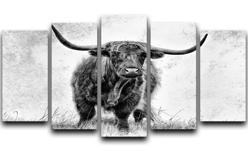 Highland Cow 5 Split Panel Canvas - Canvas Art Rocks - 1