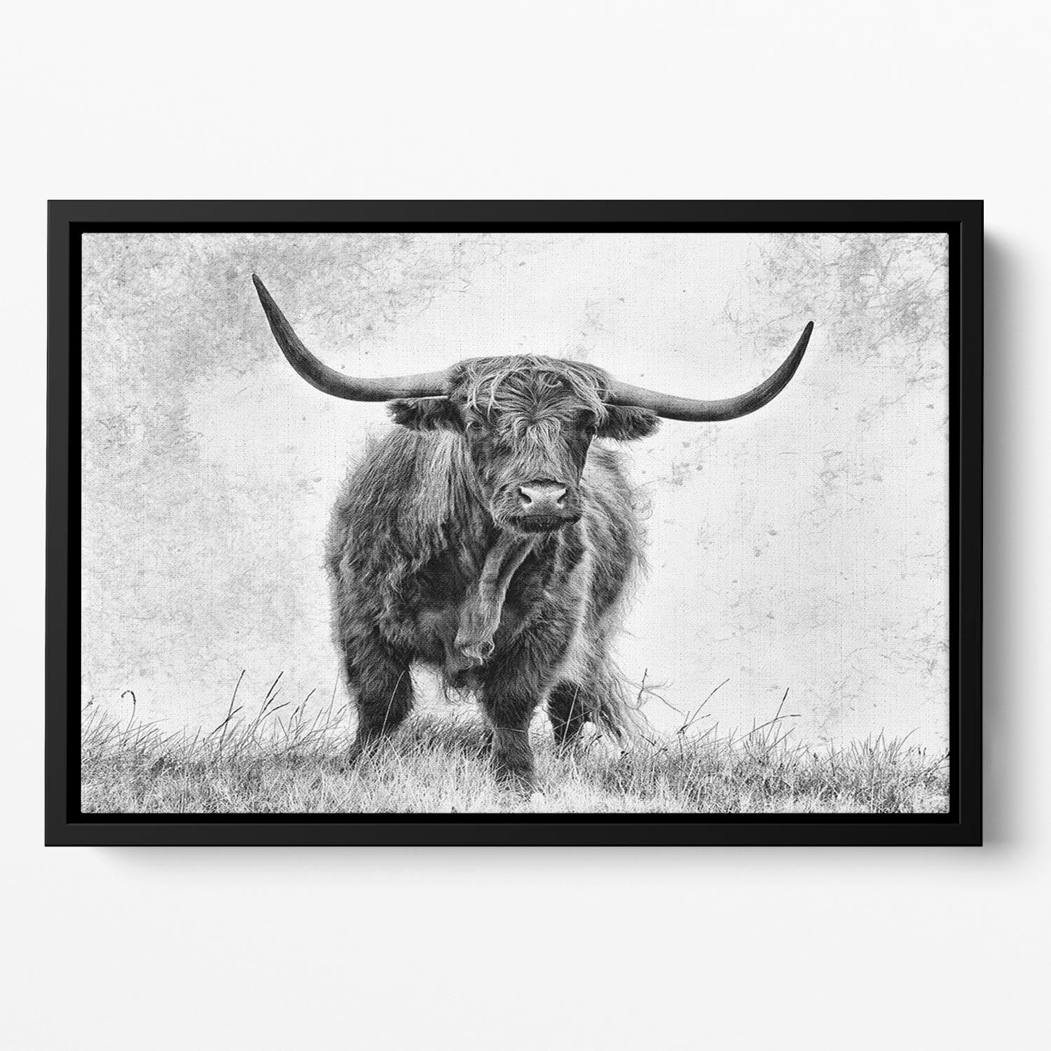 Highland Cow Floating Framed Canvas - Canvas Art Rocks - 2