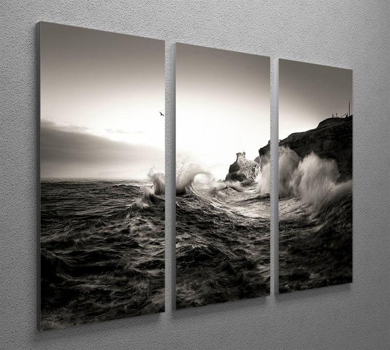Waves 3 Split Panel Canvas Print - Canvas Art Rocks - 2