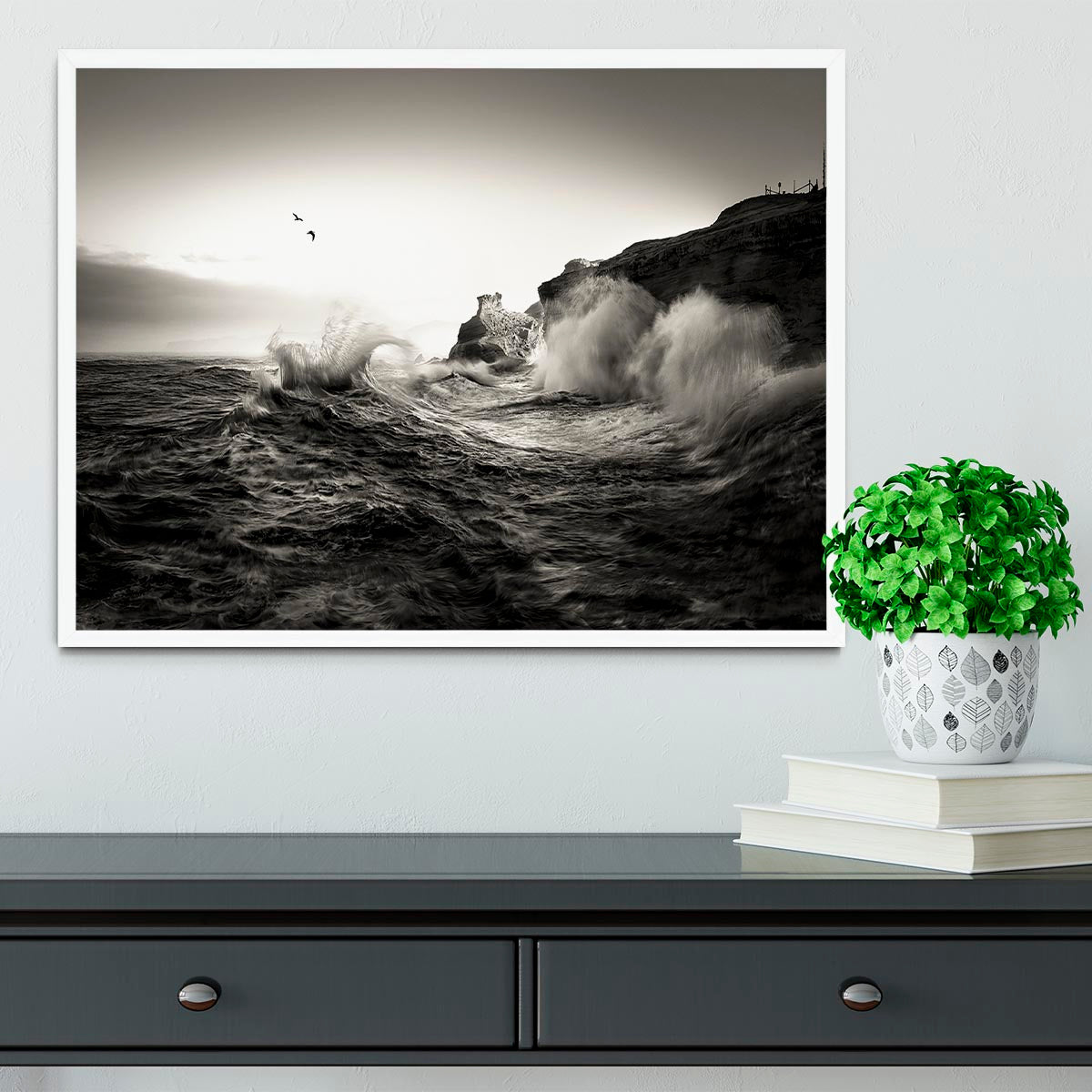 Waves Framed Print - Canvas Art Rocks -6