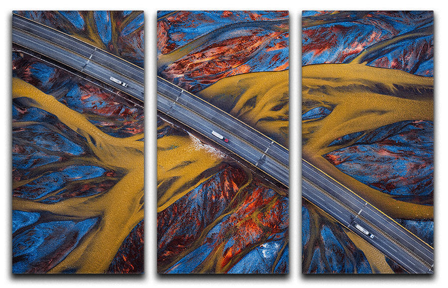 Above The Colorful River 3 Split Panel Canvas Print - Canvas Art Rocks - 1