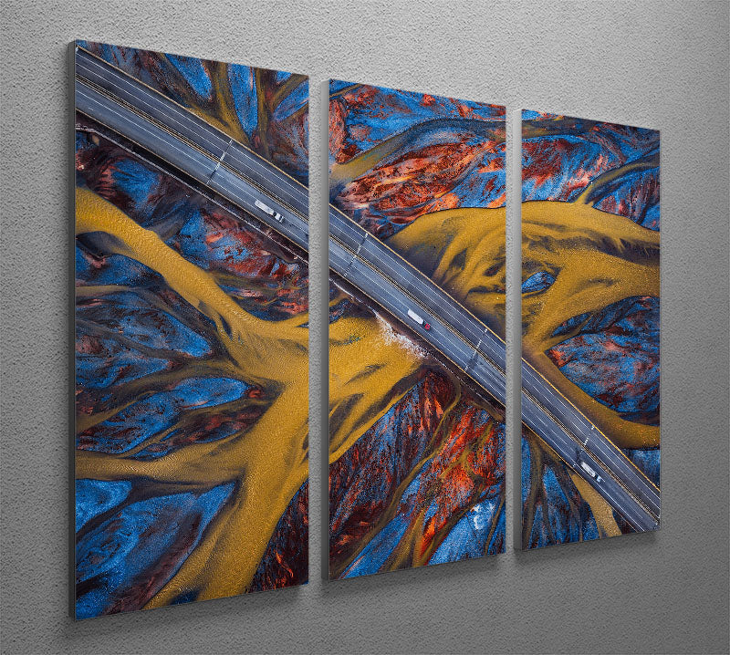 Above The Colorful River 3 Split Panel Canvas Print - Canvas Art Rocks - 2