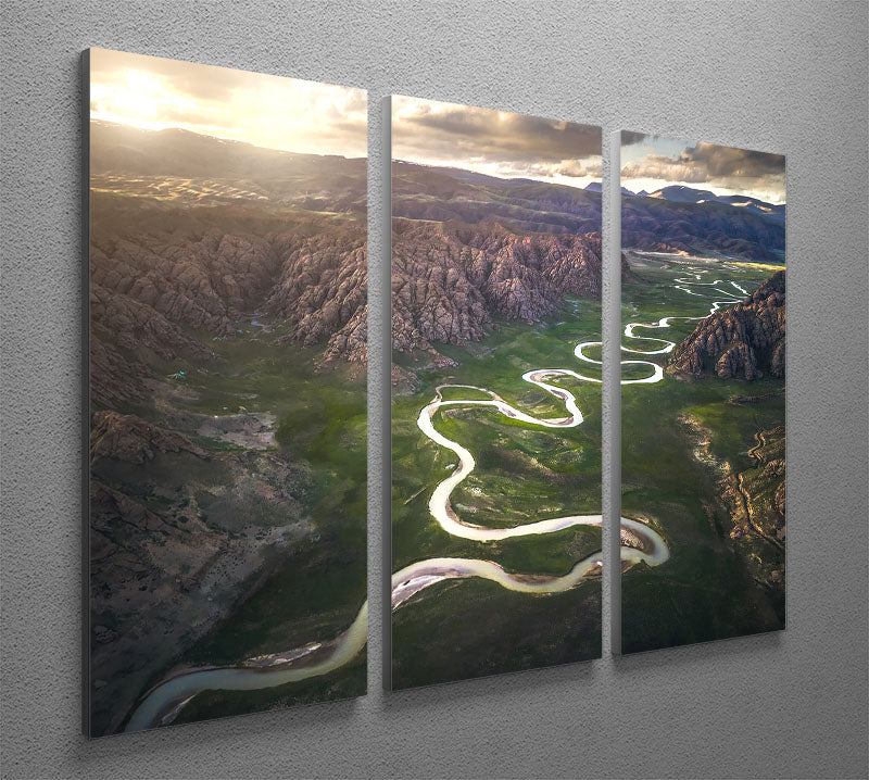 Eighteen Bends Of Waterway 3 Split Panel Canvas Print - Canvas Art Rocks - 2