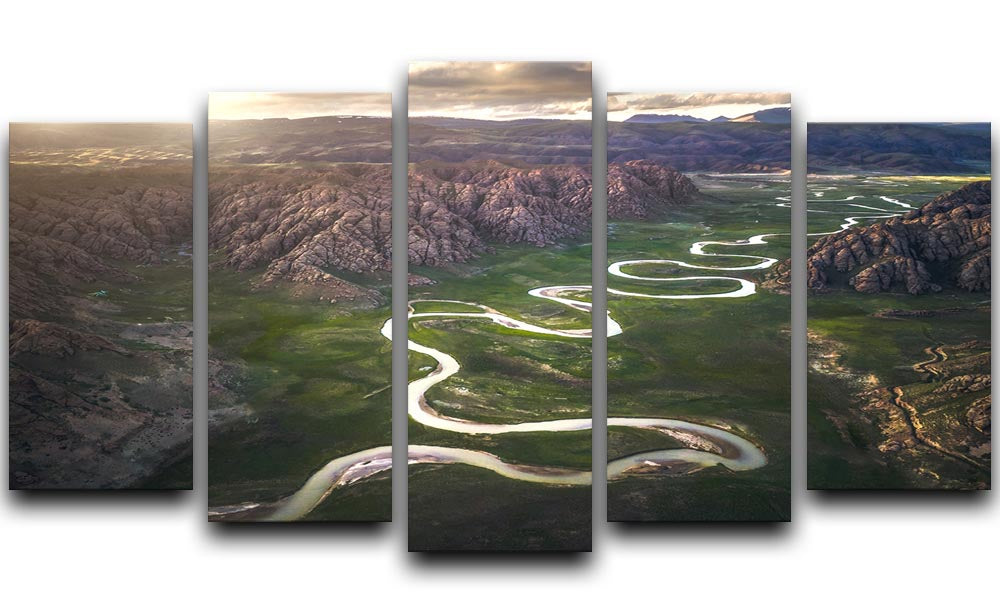 Eighteen Bends Of Waterway 5 Split Panel Canvas - Canvas Art Rocks - 1