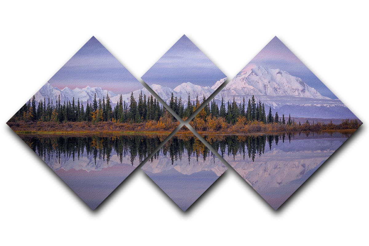 Denali Reflection 4 Square Multi Panel Canvas - Canvas Art Rocks - 1