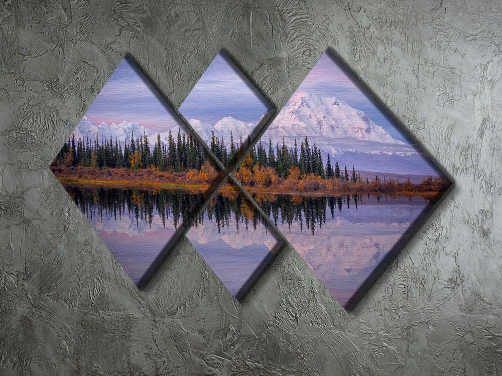 Denali Reflection 4 Square Multi Panel Canvas - Canvas Art Rocks - 2