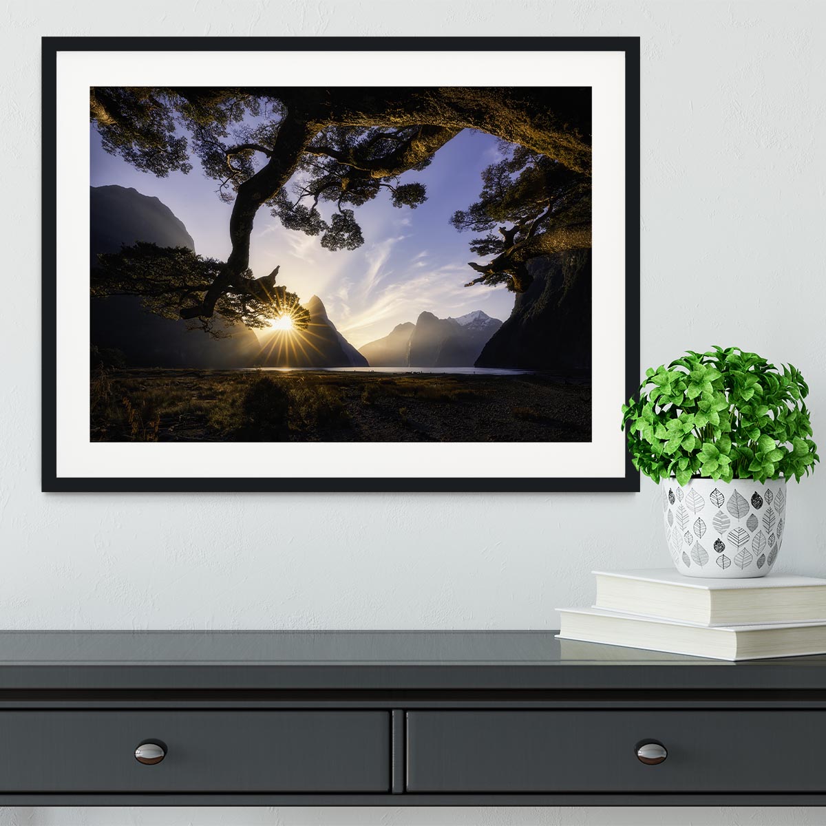 Sunny Day In Milford Sound Framed Print - Canvas Art Rocks - 1