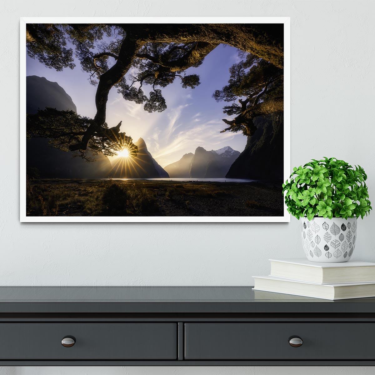 Sunny Day In Milford Sound Framed Print - Canvas Art Rocks -6