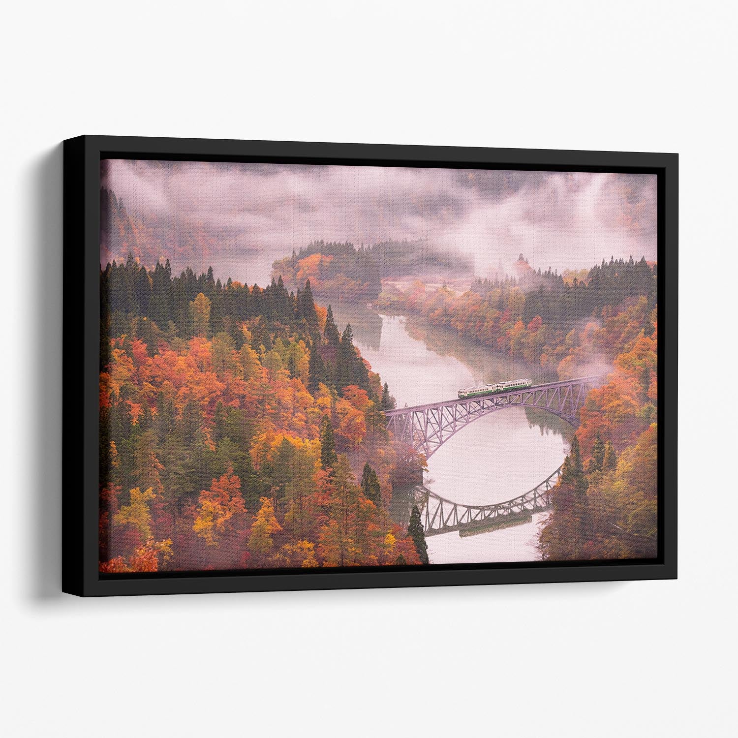 Autumn Tadami Line Floating Framed Canvas - Canvas Art Rocks - 1
